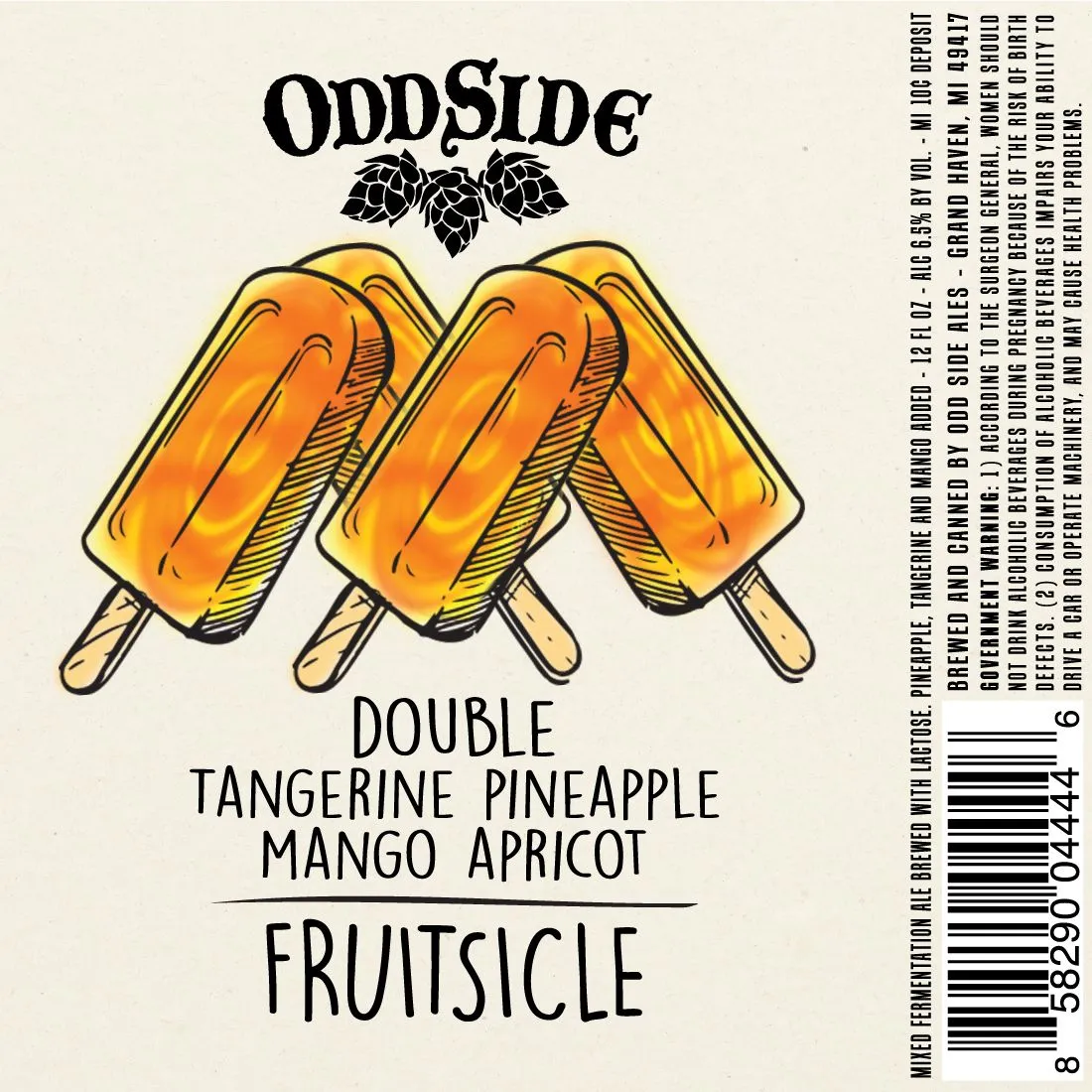 Double Tangerine Pineapple Mango Apricot Fruitsicle label