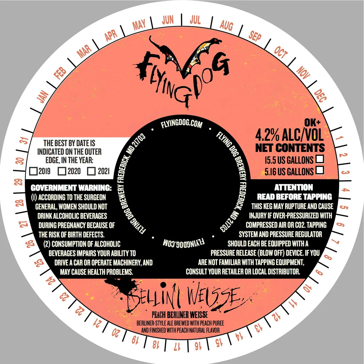 Bellini Weisse label art — FLYING DOG BREWERY