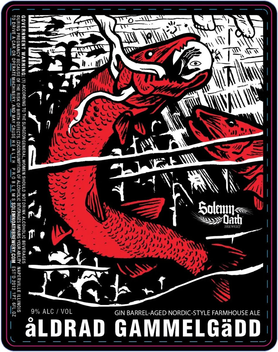 Åldrad Gammelgädd label art — SOLEMN OATH BREWERY