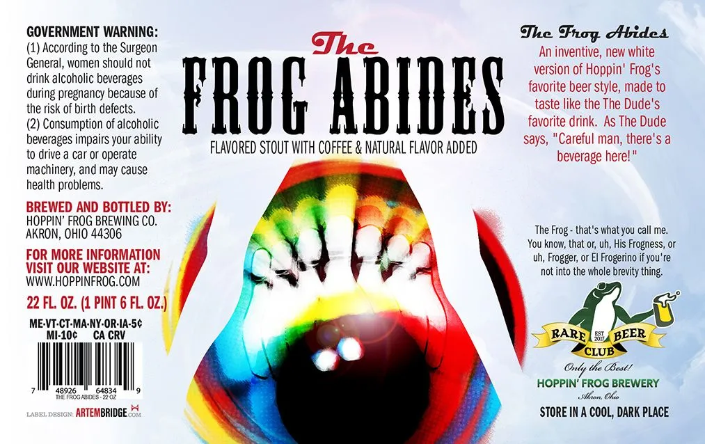 The Frog Abides label art — HOPPIN' FROG
