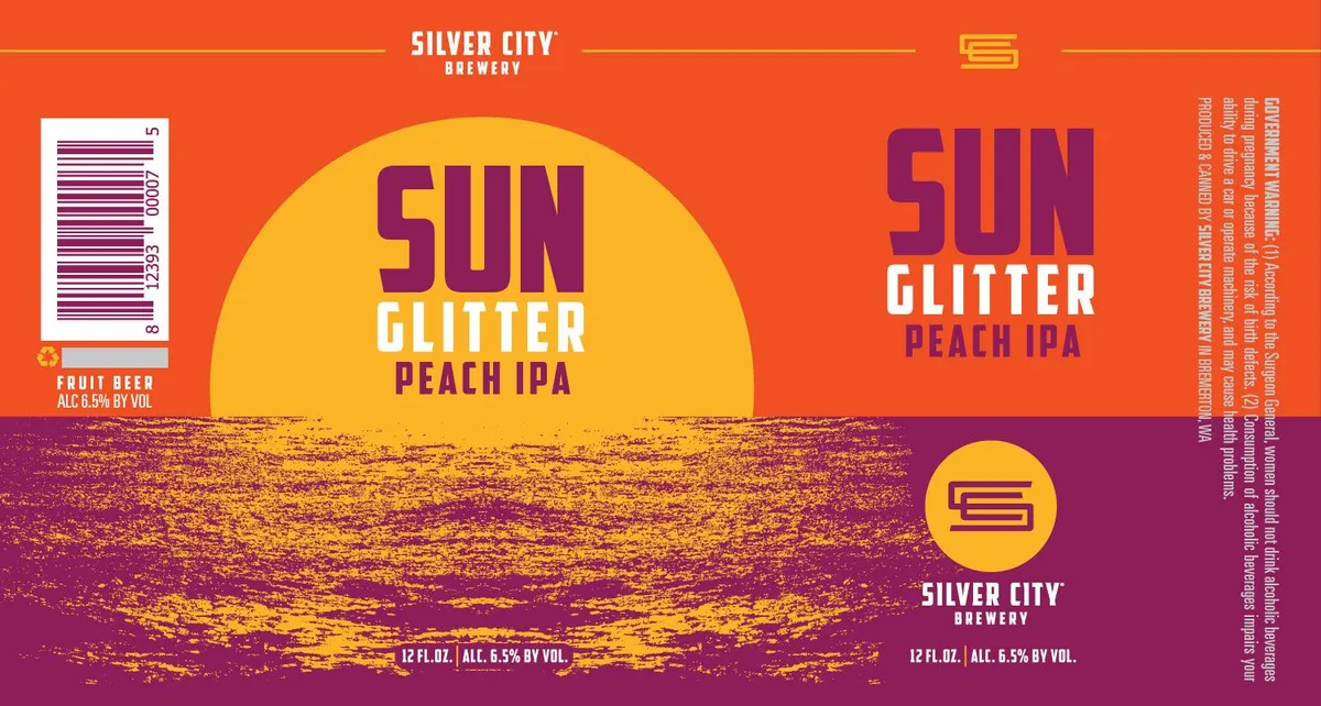 Sun Glitter Peach IPA label