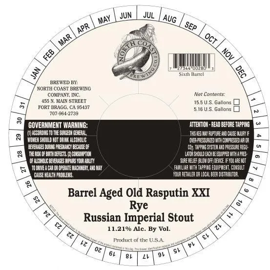 Barrel Aged Old Rasputin XXI Rye label