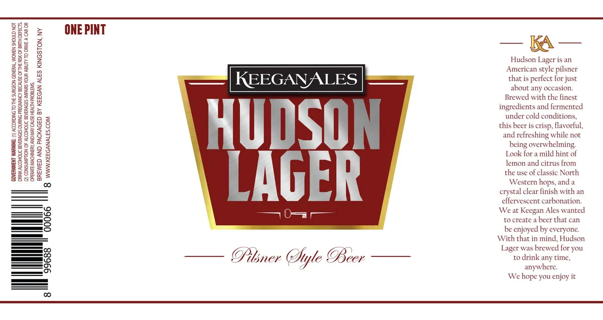 Hudson Lager label art — HUDSON LAGER