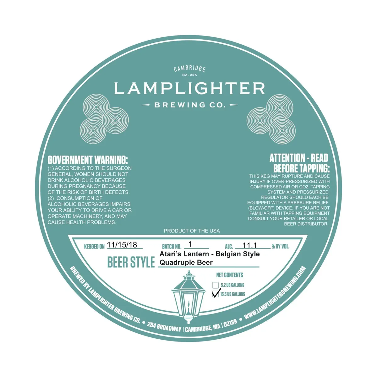 Atari's Lantern label art — LAMPLIGHTER BREWING CO.