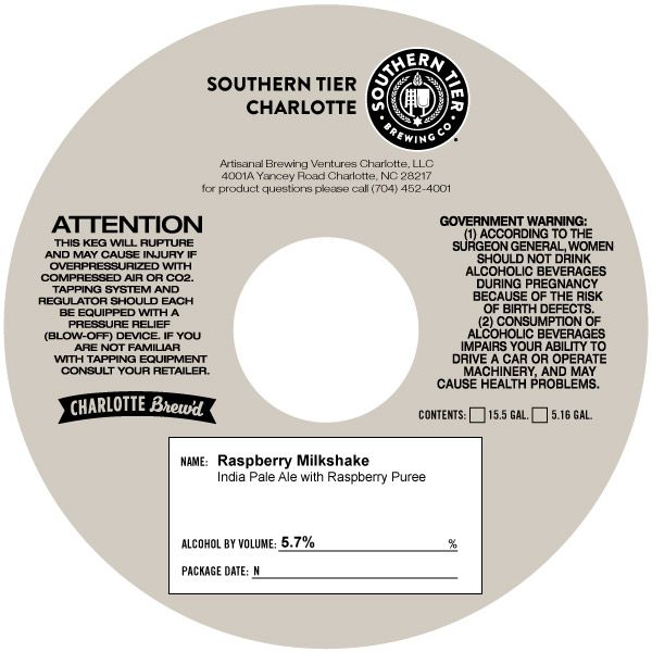 Raspberry Milkshake — full label as filed with TTB