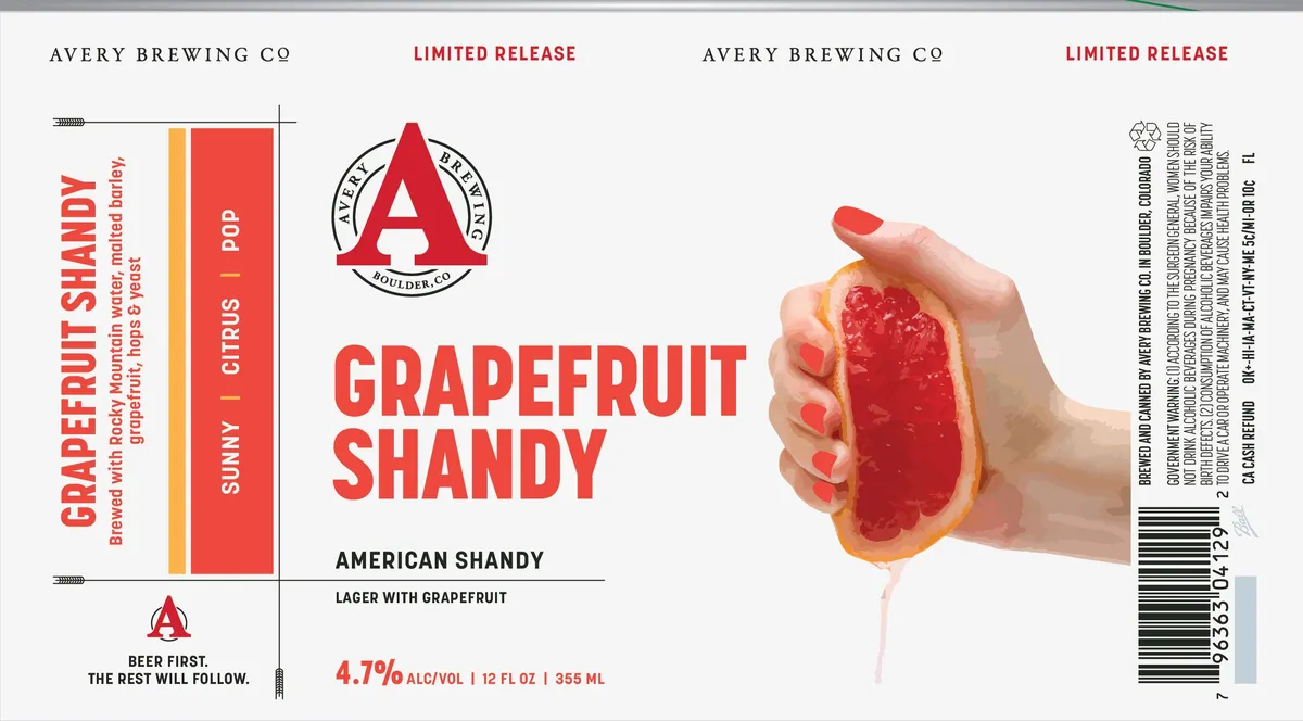 Grapefruit Shandy label art — AVERU BREWING CO.