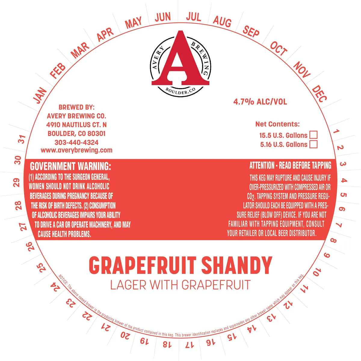 Grapefruit Shandy label art — AVERY BREWING CO.