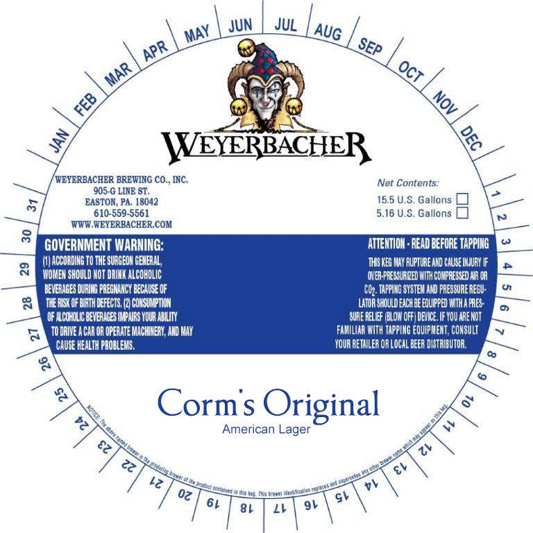 Corns Original — full label as filed with TTB