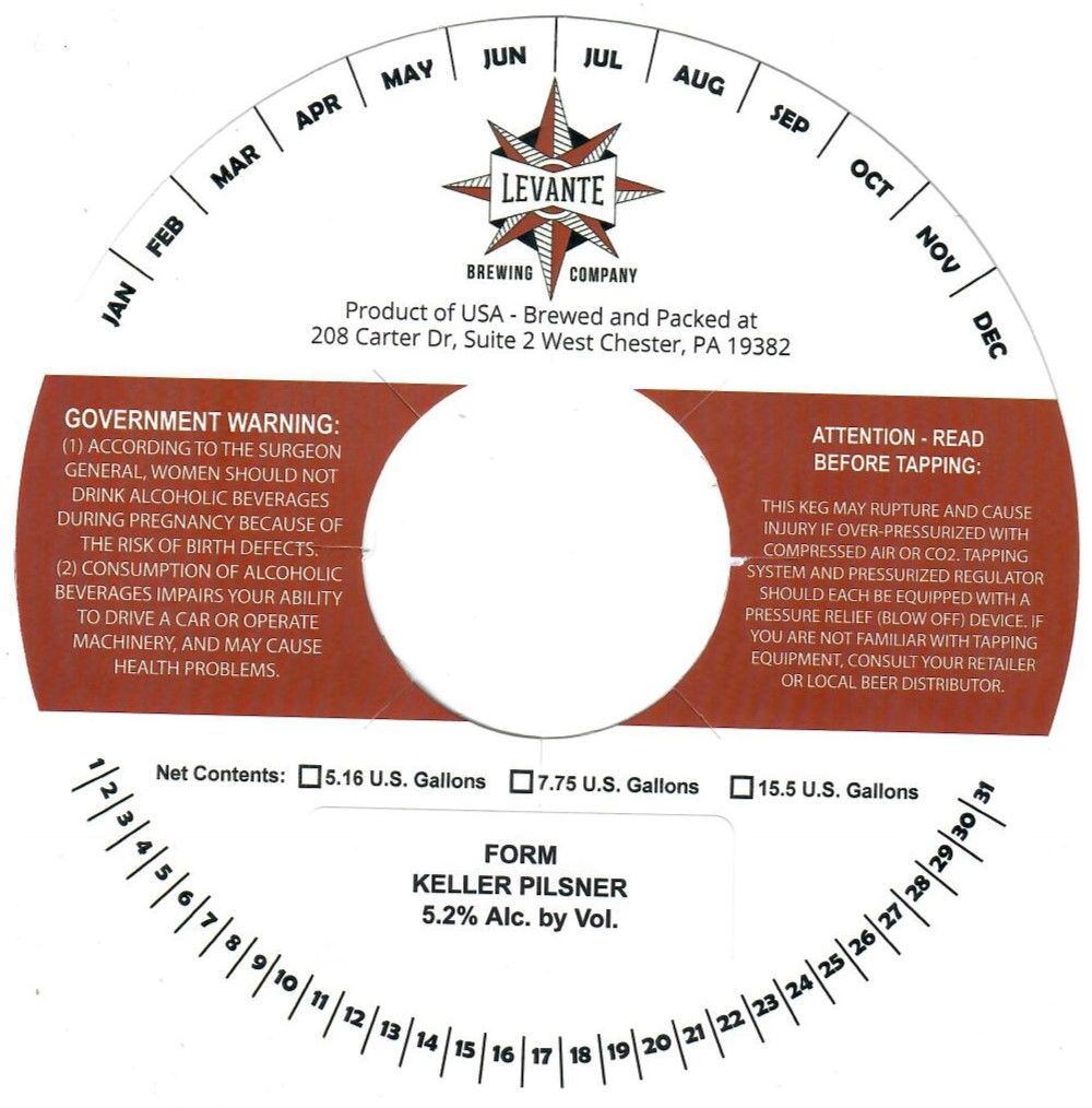 Form Keller Pilsner — full label as filed with TTB