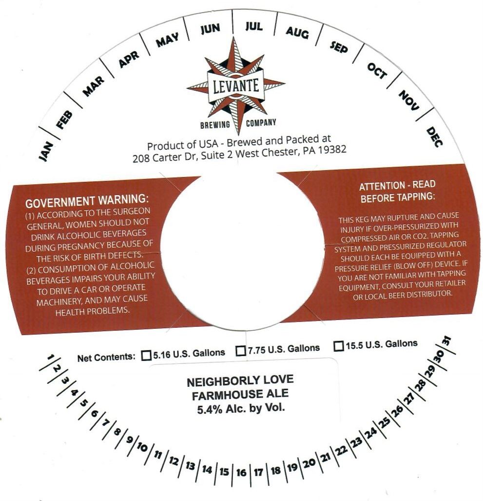 Neighborly Love Farmhouse Ale — full label as filed with TTB