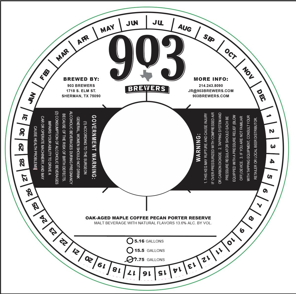 Oak-Aged Maple Coffee Pecan Porter Reserve — full label as filed with TTB