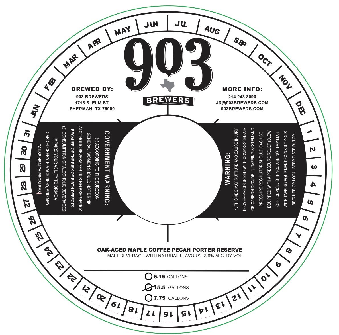 Oak-Aged Maple Coffee Pecan Porter Reserve — full label as filed with TTB