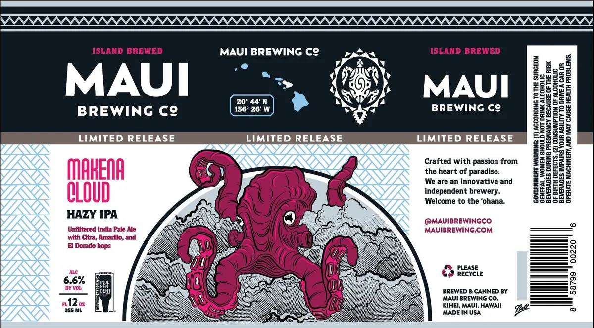 Makena Cloud Hazy IPA label art — MAUI BREWING CO.