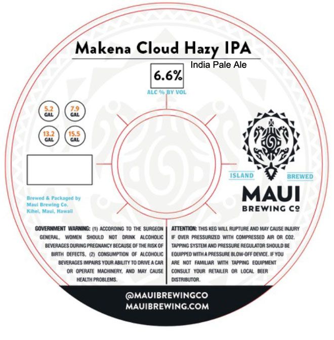Makena Cloud Hazy IPA — full label as filed with TTB