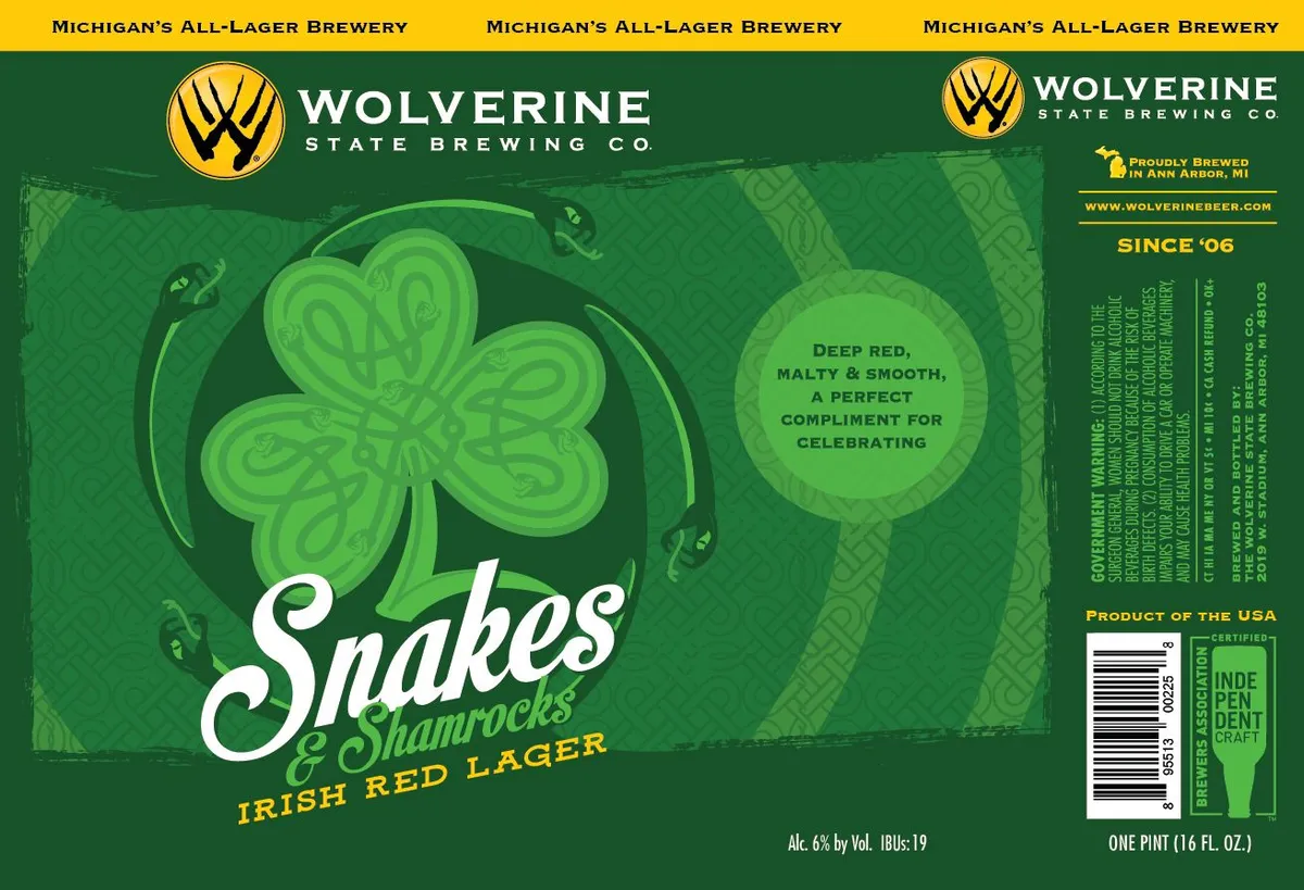 Snakes & Shamrocks label art — SNAKES & SHAMROCKS