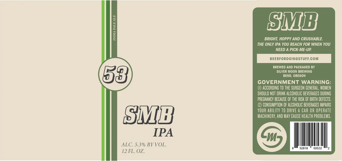 SMB IPA label art — SILVER MOON BREWING