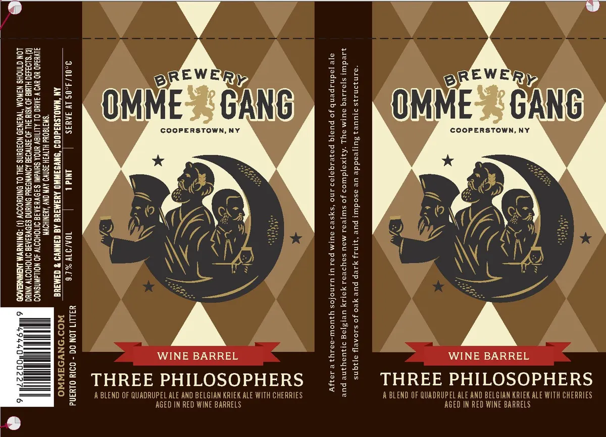Wine Barrel Three Philosophers label art — OMMEGANG
