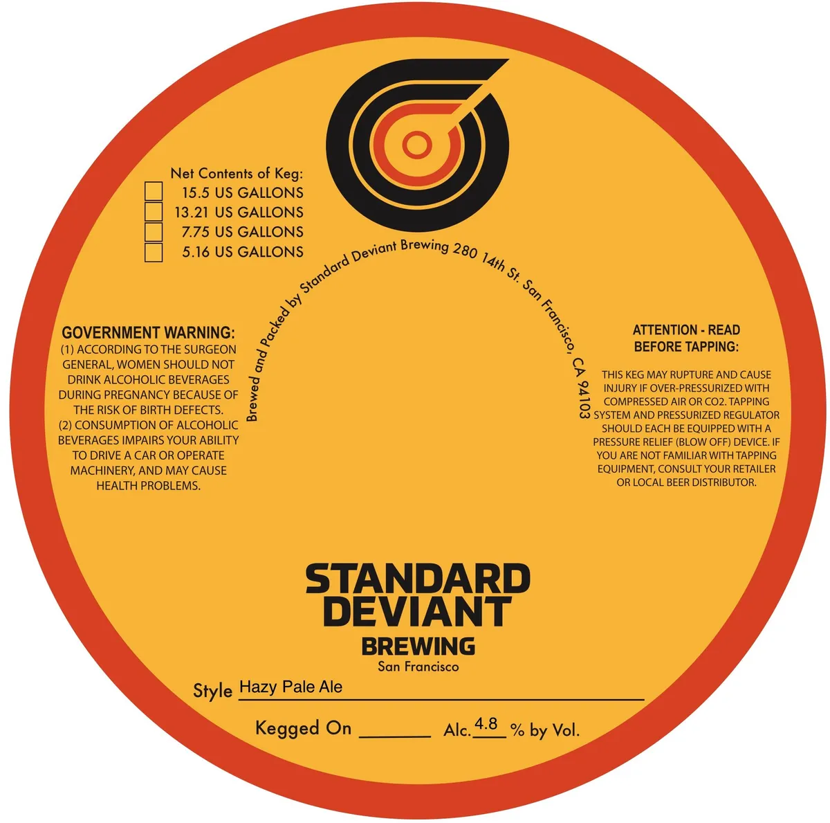 Hazy Pale Ale label art — STANDARD DEVIANT BREWING