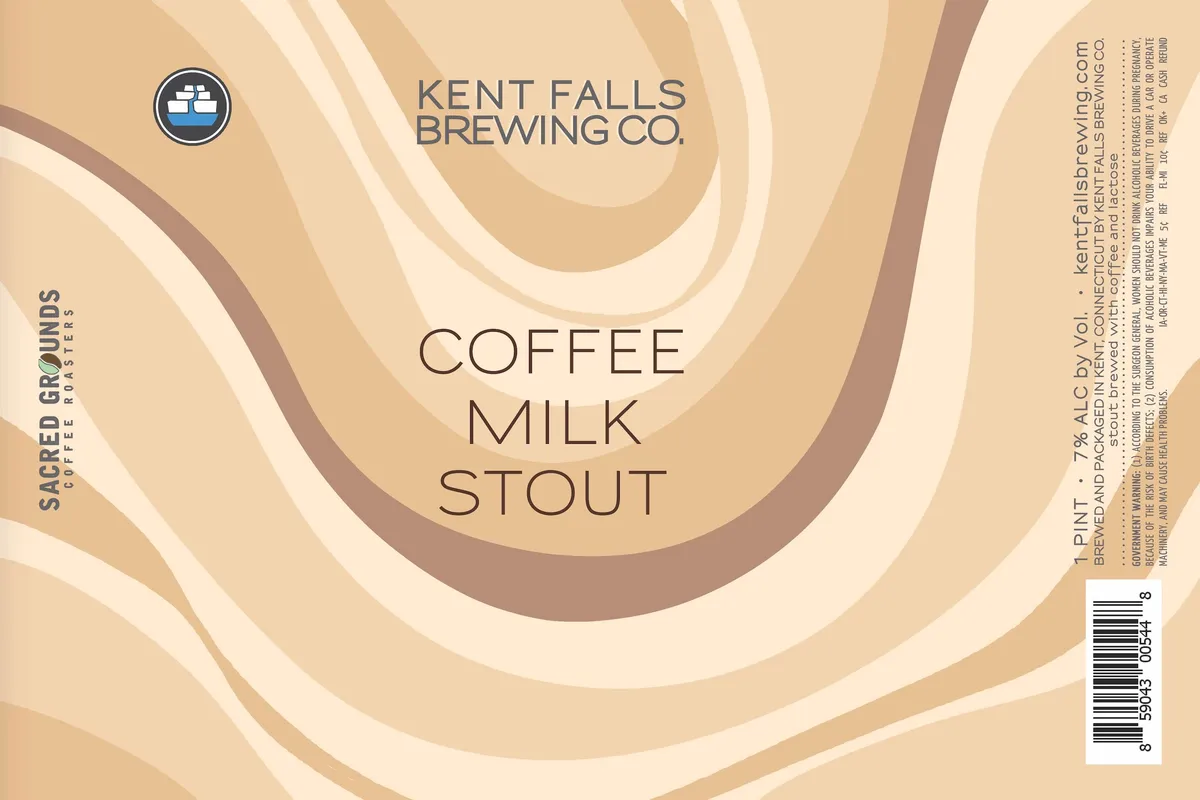 Coffee Milk Stout label art — KENT FALLS BREWING CO.