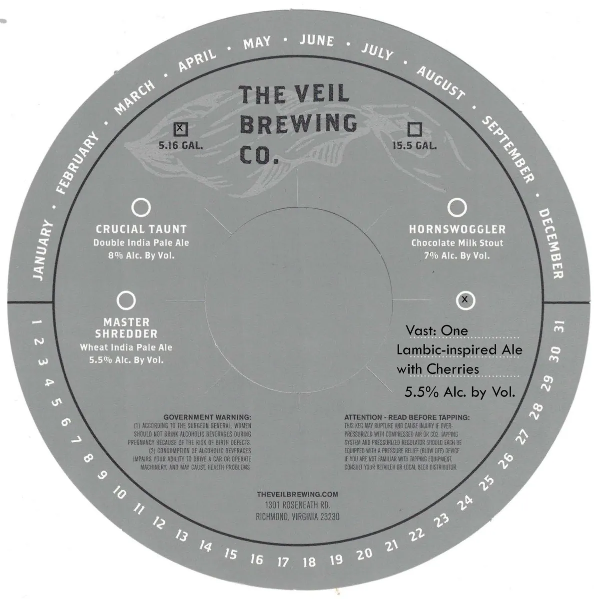 Vast: One label art — THE VEIL BREWING CO.