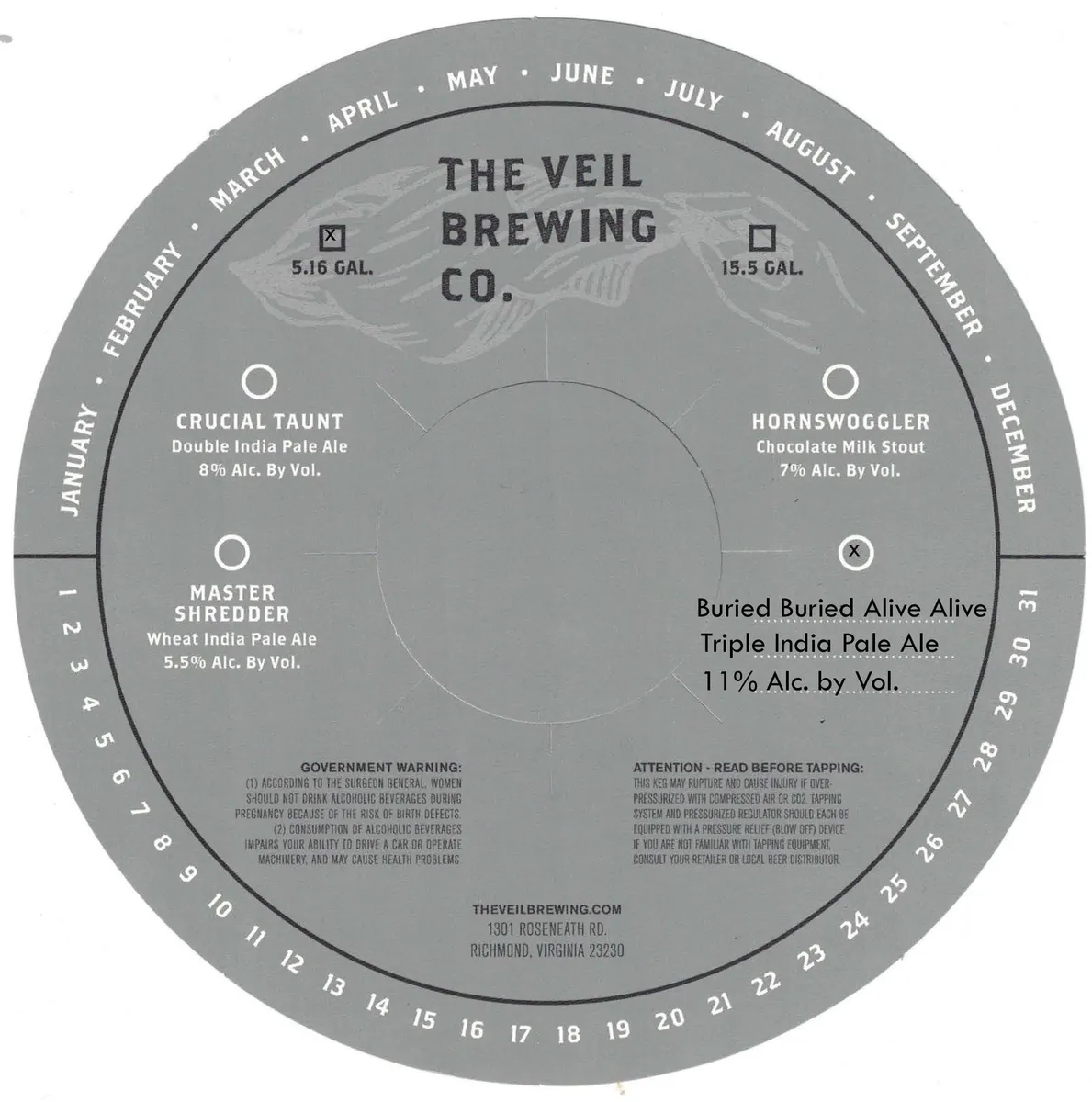 Buried Buried Alive Alive label art — THE VEIL BREWING CO.