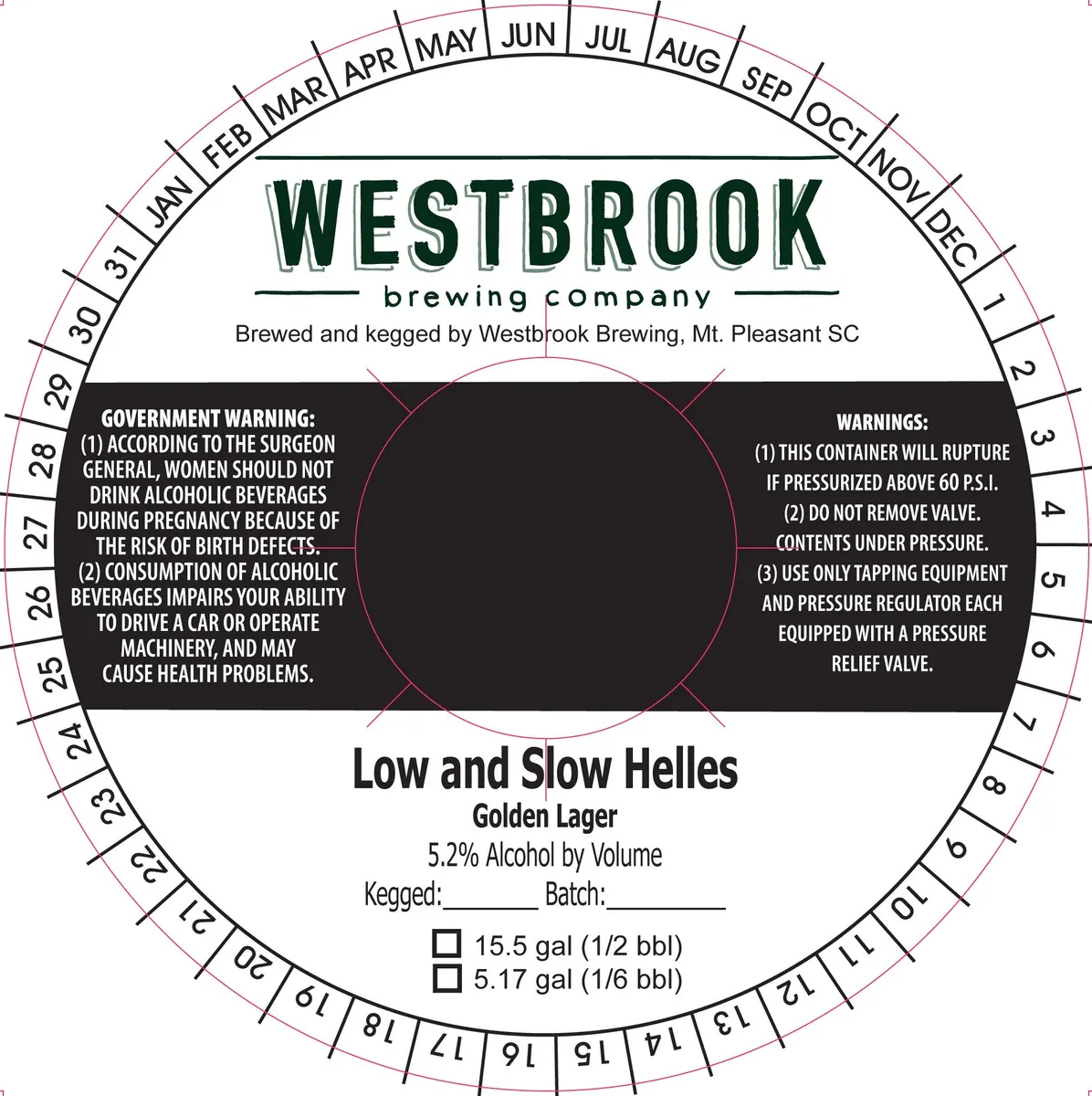 Low and Slow Helles label art — WESTBROOK BREWING COMPANY