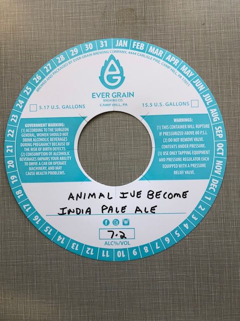 Animal I've Become India Pale Ale — full label as filed with TTB