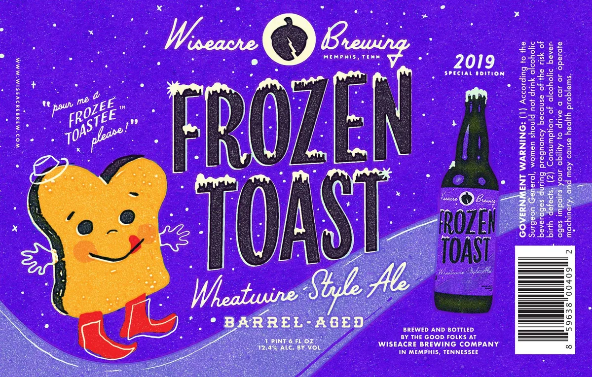 Frozen Toast label art — BARREL AGED FROZEN TOAST