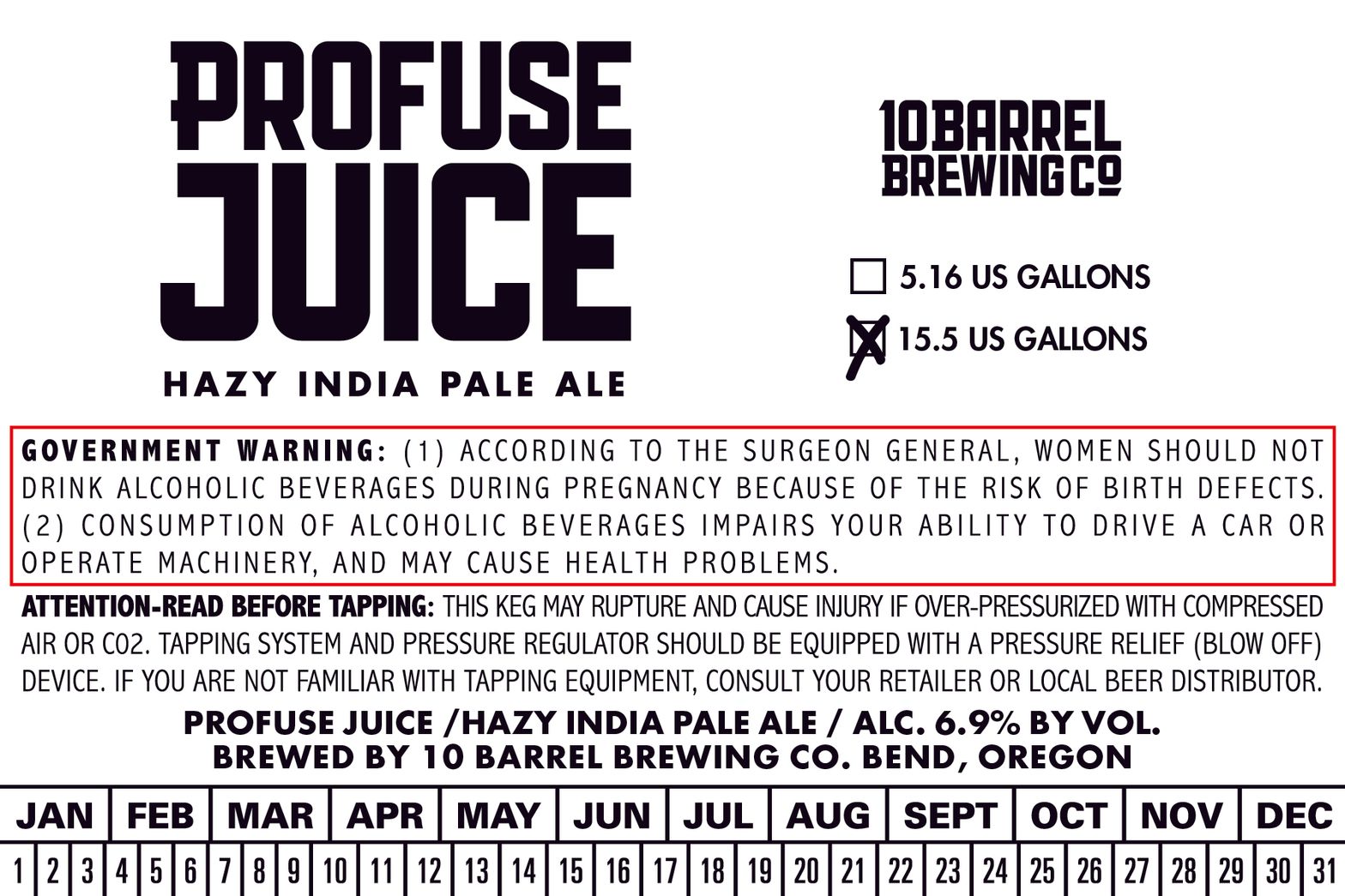 Profuse Juice — full label as filed with TTB