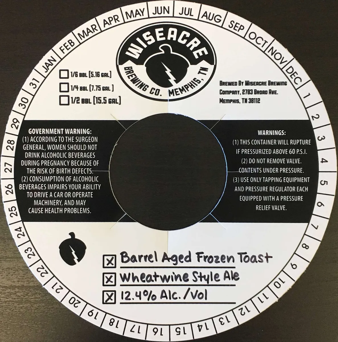 Barrel Aged Frozen Toast label art — BARREL AGED FROZEN TOAST