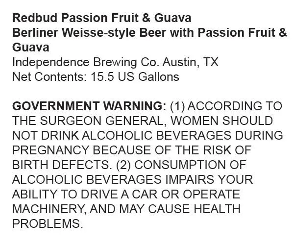 Redbud Passion Fruit & Guava label art — REDBUD