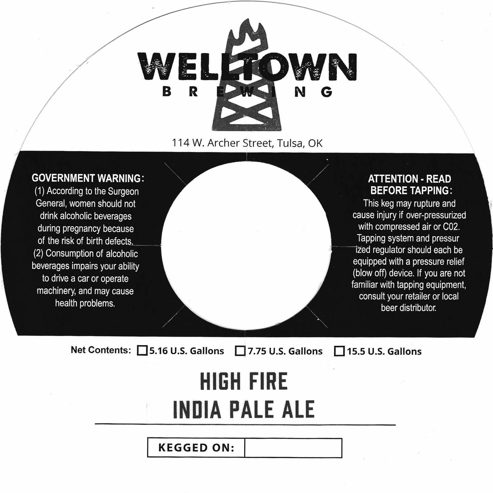 High Fire IPA — full label as filed with TTB