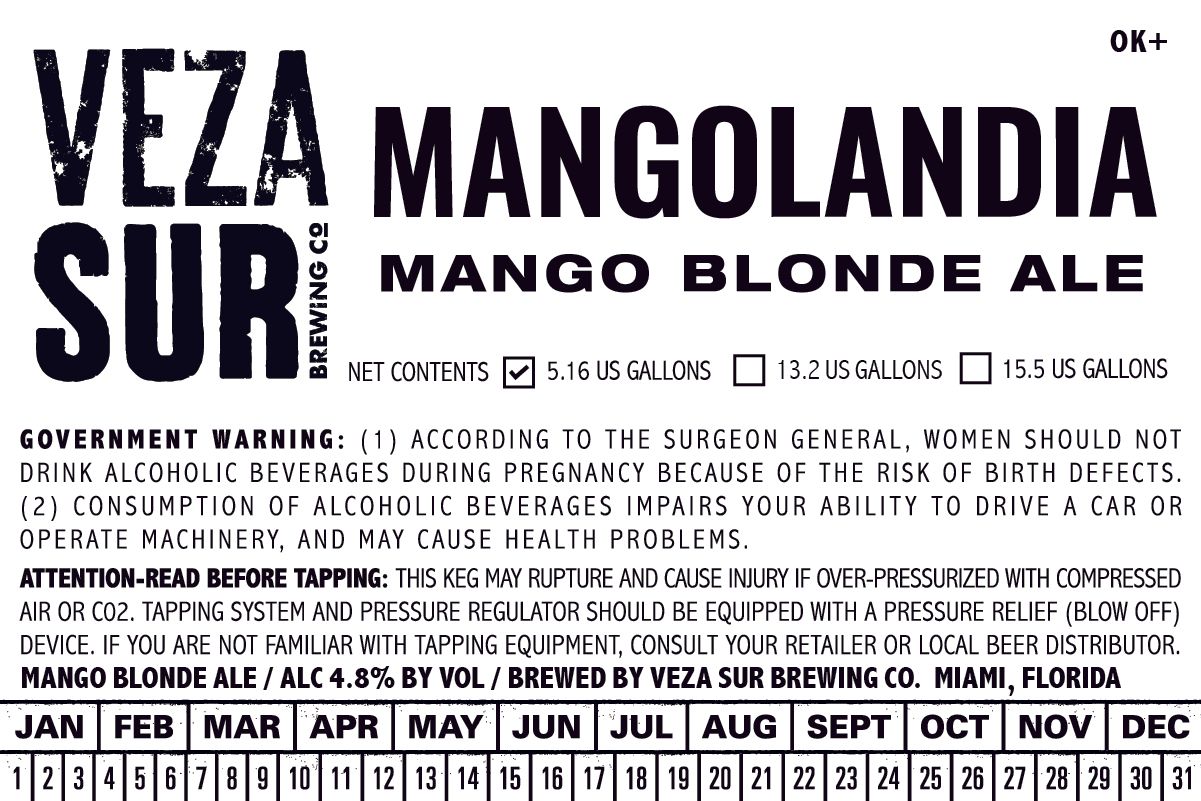 Veza Mangolandia — full label as filed with TTB