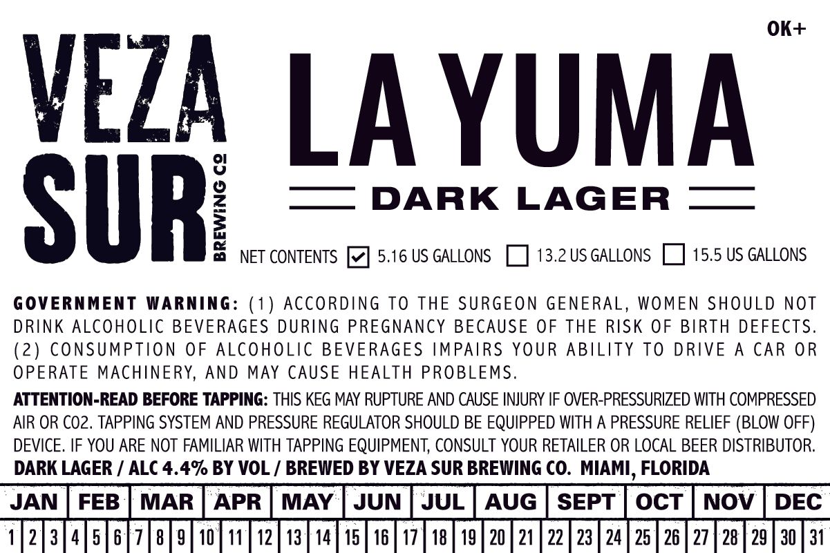 La Yuma — full label as filed with TTB