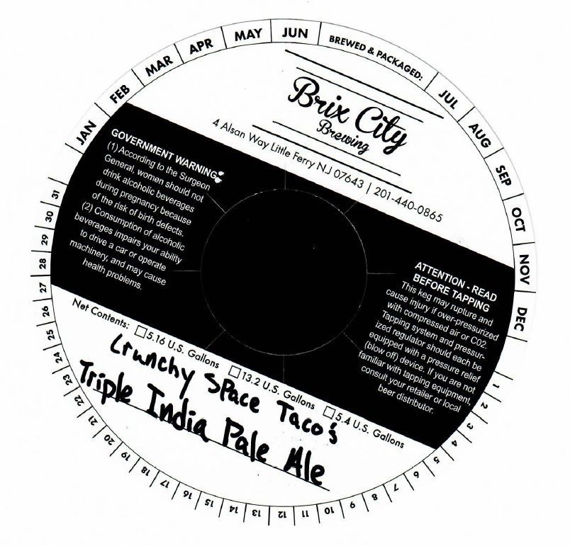 Crunchy Space Taco's Triple India Pale Ale — full label as filed with TTB