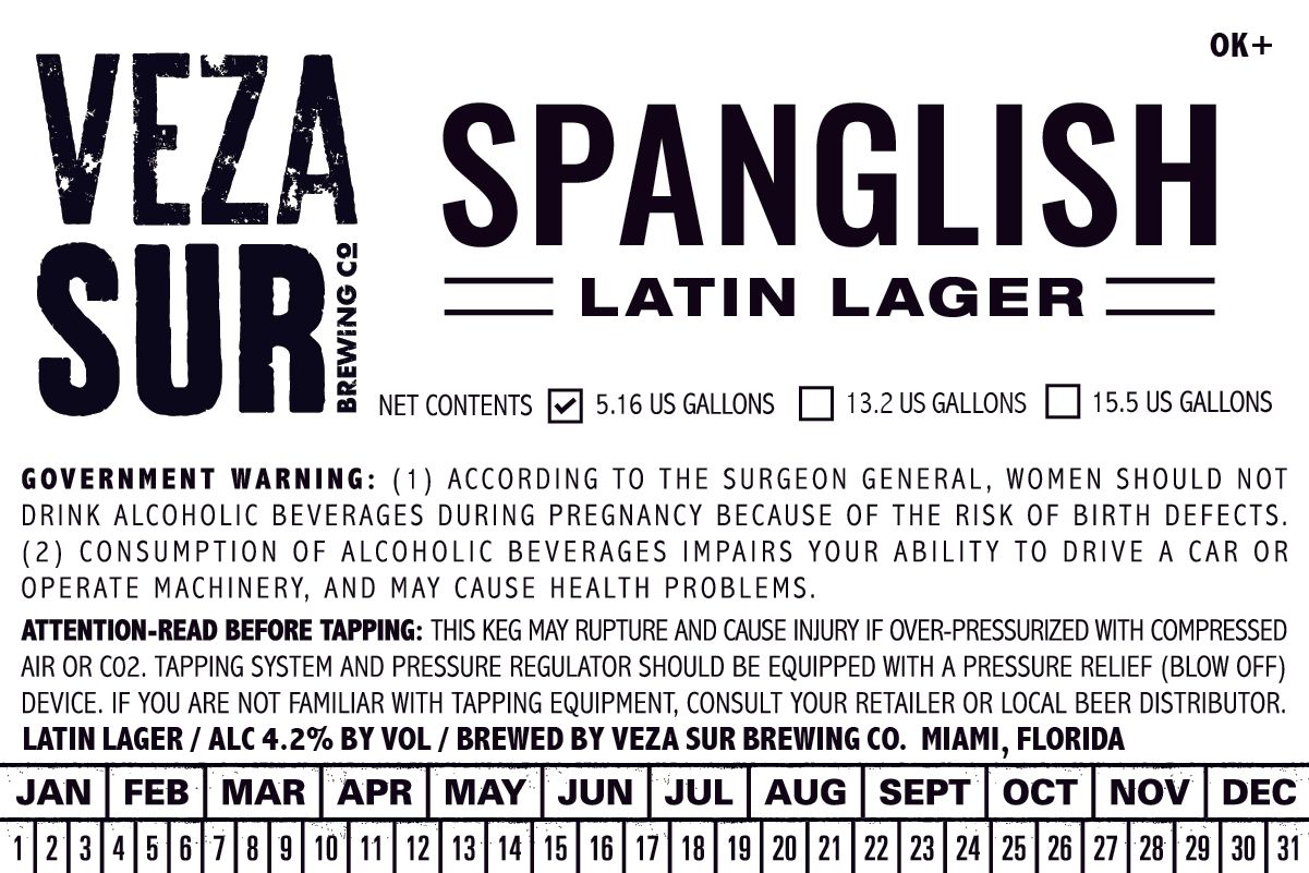 Spanglish — full label as filed with TTB