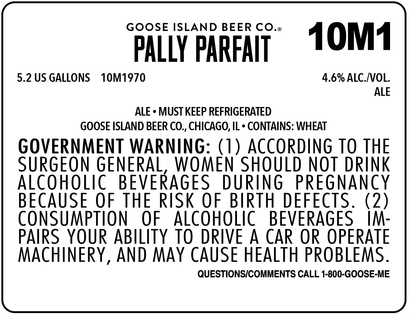 Pally Parfait — full label as filed with TTB