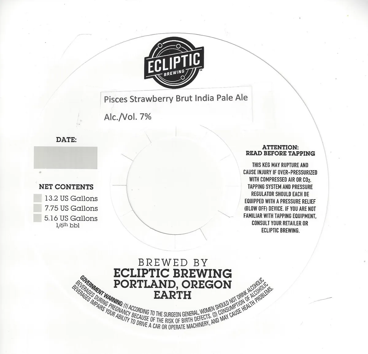 Pisces Strawberry Brut India Pale Ale label