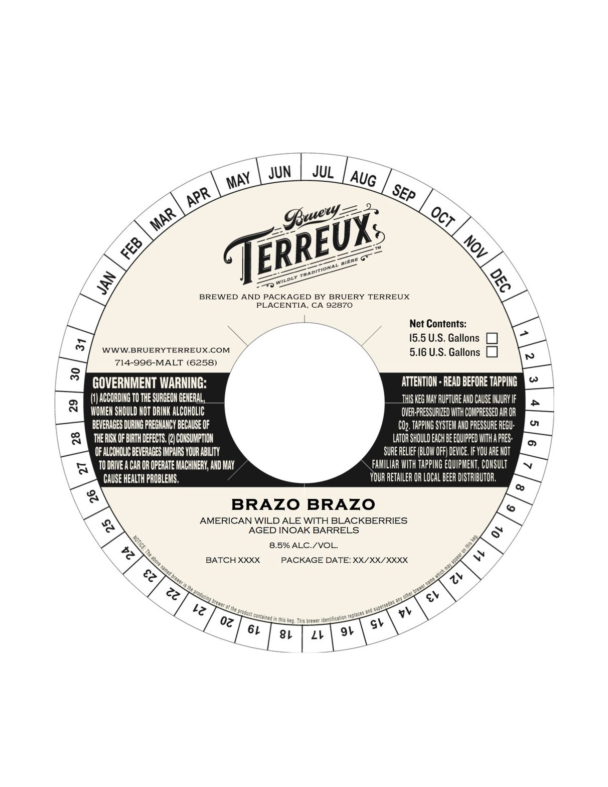 Brazo Brazo — full label as filed with TTB