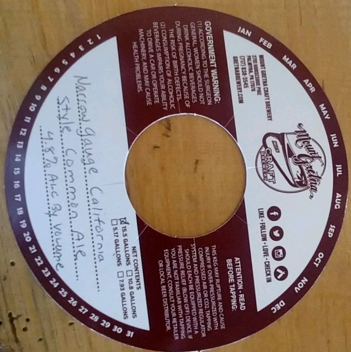 Narrow Gauge California Style Common Ale label