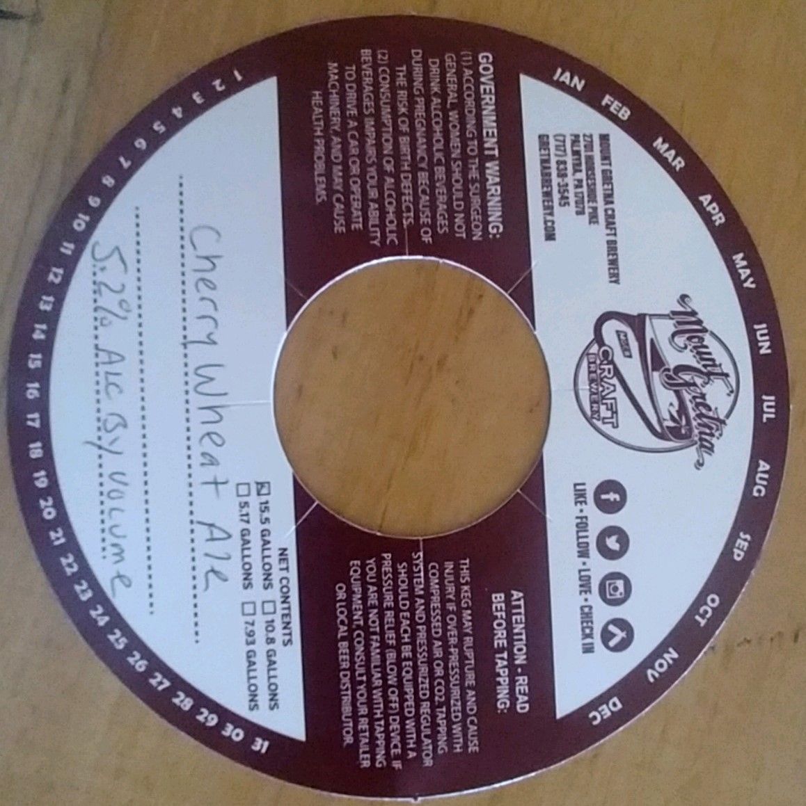Cherry Wheat Ale — full label as filed with TTB