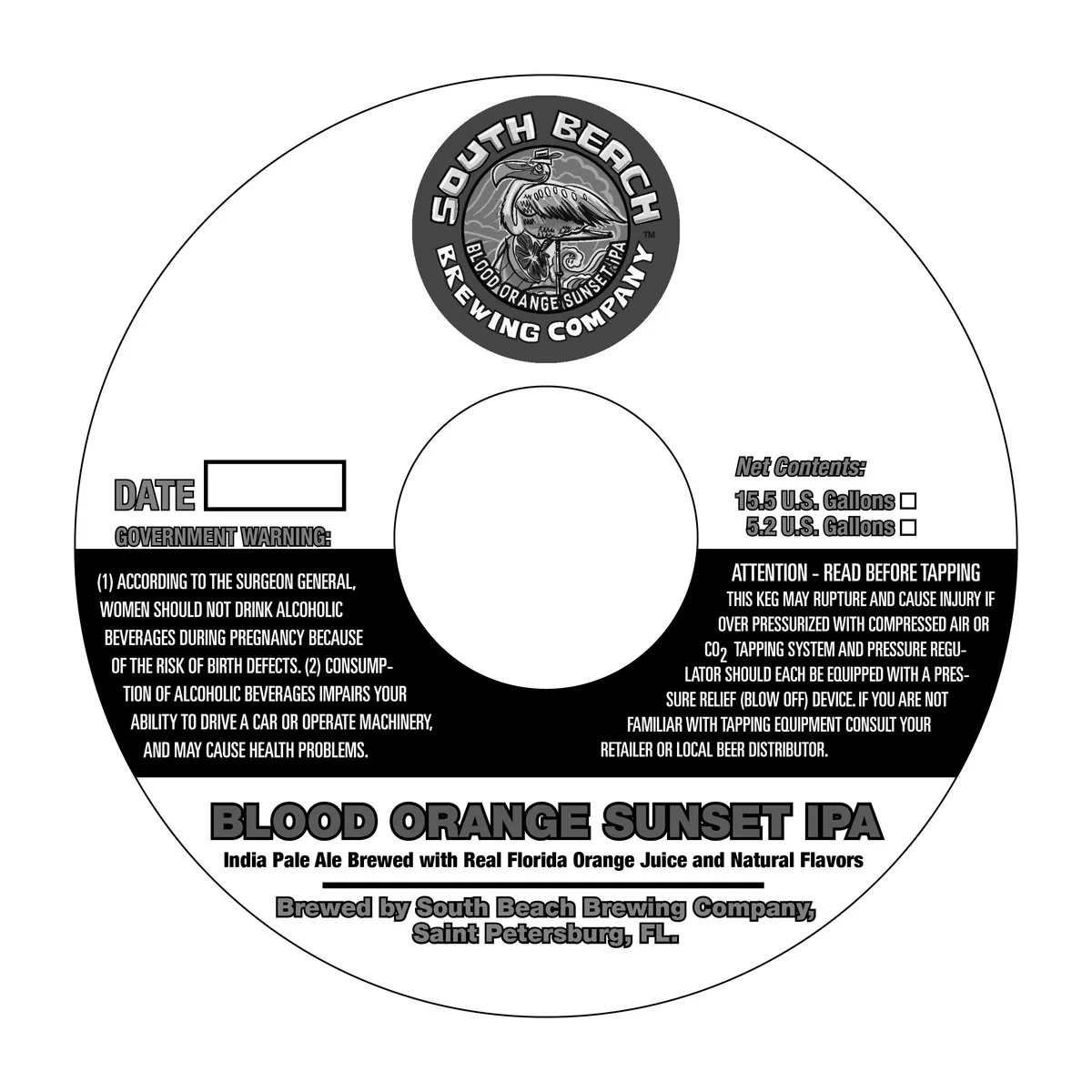 Blood Orange Sunset IPA label art — SOUTH BEACH BREWING COMPANY