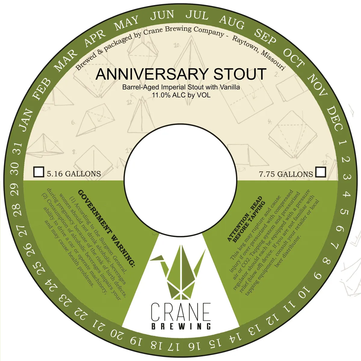 Anniversary Stout label art — CRANE BREWING