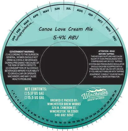 Canoe Love Cream Ale label art — WINCHESTER BREW WORKS