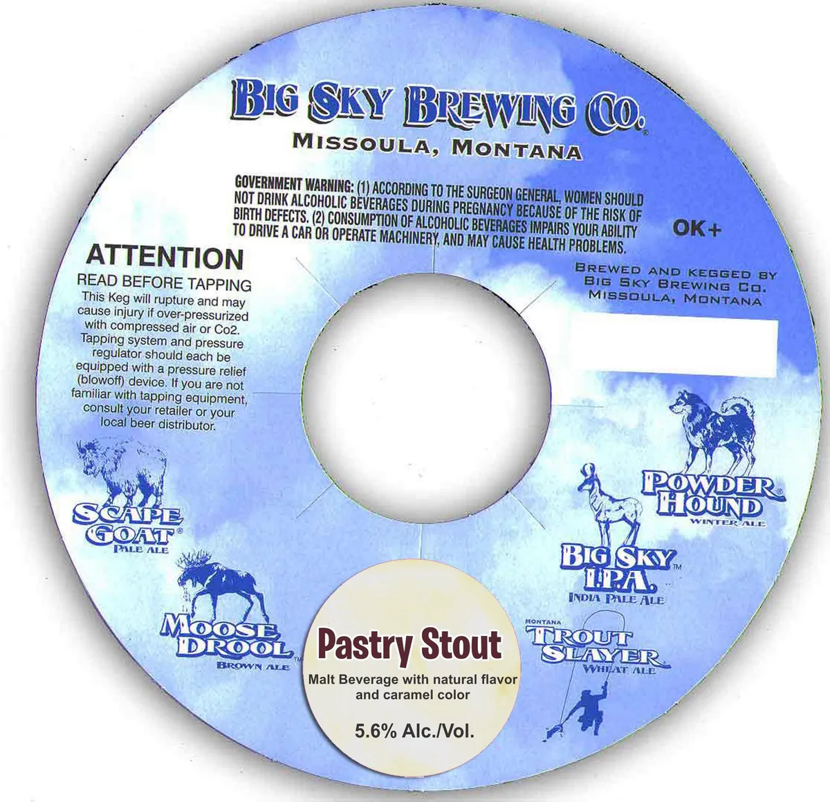 Pastry Stout label art — BIG SKY BREWING COMPANY