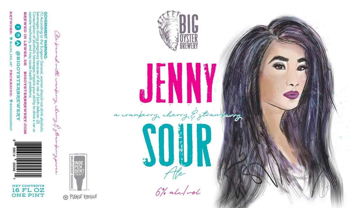 Jenny Sour Ale label art — BIG OYSTER BREWERY