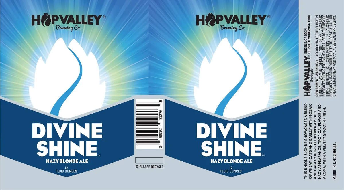 Divine Shine label art — HOP VALLEY BREWING CO.