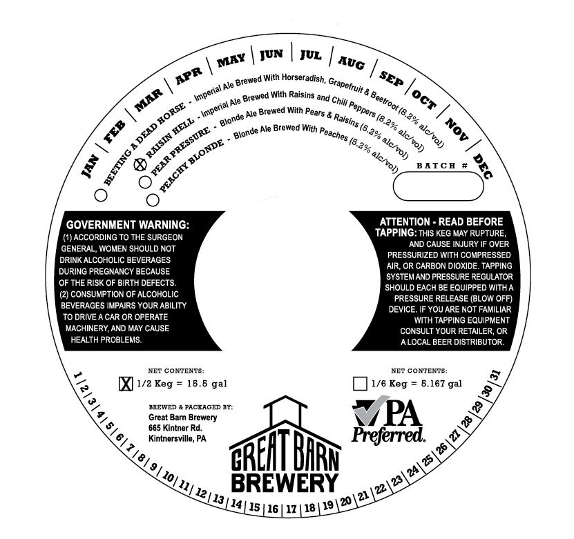 Raisin Hell — full label as filed with TTB