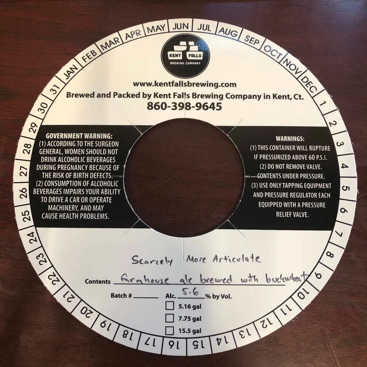 Scarcely More Articulate label art — KENT FALLS BREWING COMPANY