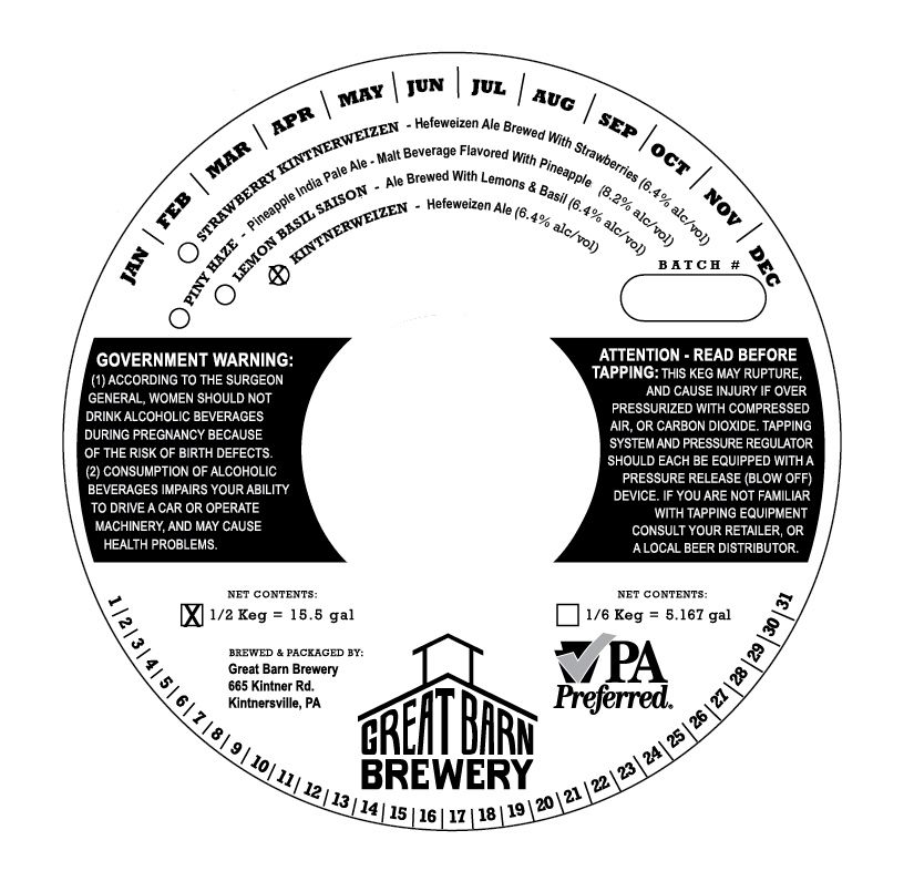 Kintnerweizen — full label as filed with TTB